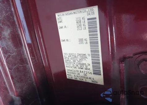 2009 Nissan Maxima 3.5 Sv z USA, uszkodzony, nr VIN 1N4AA51E29C847256